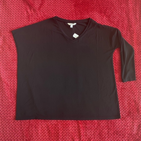 Charming Charlie Asymmetric One Sleeve Fancy Top Women’s Size S, black - Picture 8 of 12